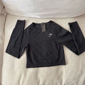 Gymshark Black Heather Long Sleeve Crop Sweatshirt